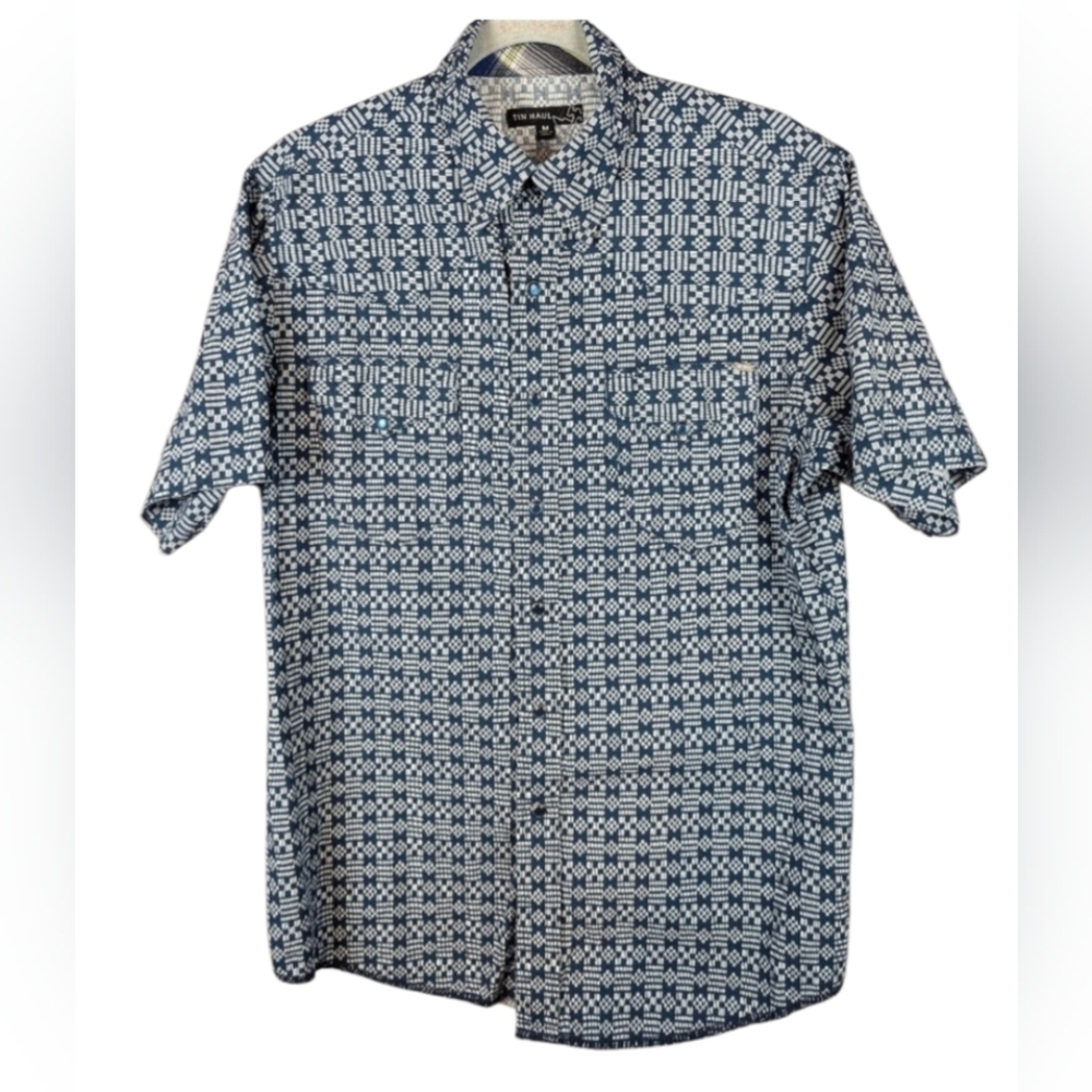 Tin Haul western shirt medium in navy/white with pearl snaps